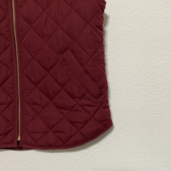 J. Crew Mercantile Ruffled Puffer Vest Dark Wine Size M - Picture 5 of 10